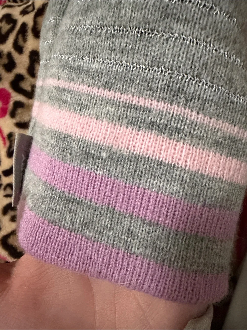 ZeroXposur Kids Gray Beanie with Purple & Pink Stripes